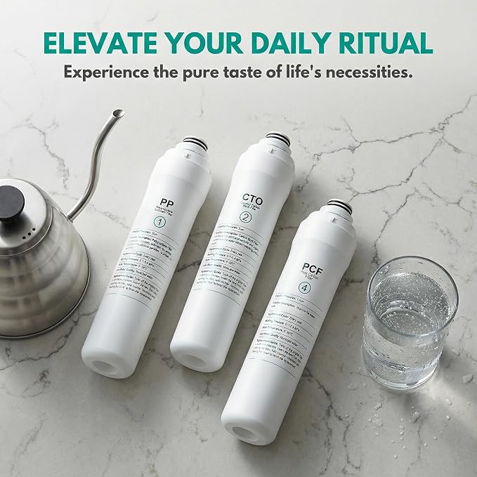 ROPOT 1 Year Replacement Filter Set Compatible with Bluevua RO100ROPOT RO100ROPOT-UV RO System (1 PP, 1 CTO, 1 PCF)