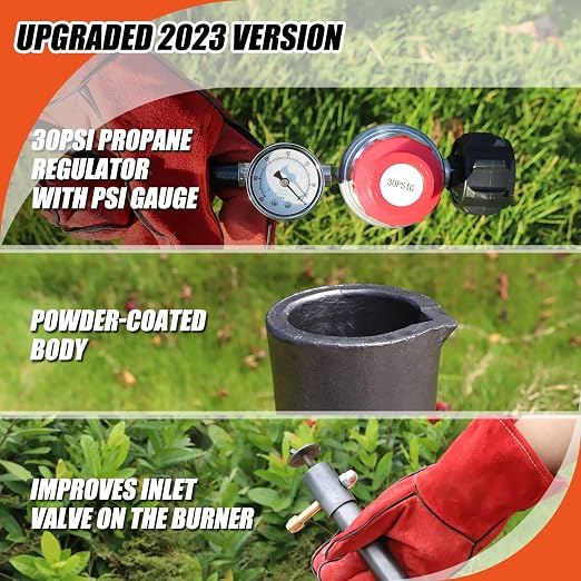 FASTTOBUY 6 KG Propane Melting Furnace Kit w Graphite Crucible and Tongs 1300°C /2372°F Casting Refining Smelting for Precious Metals Gold Silver Tin Aluminum 7-in-1 Melting Casting Tool