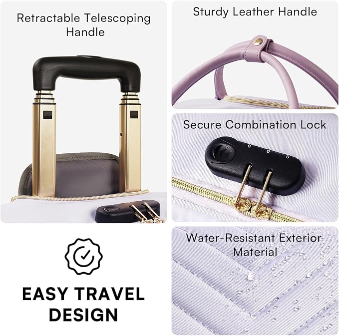 Arcoyard Rolling Laptop Bag Women, Rolling Briefcase for Women for Work, 17 Inch Computer Bag with Wheels, Fashion Flap Laptop Bag With Wheels for Work Business, TSA Friendly Design, Light Purple