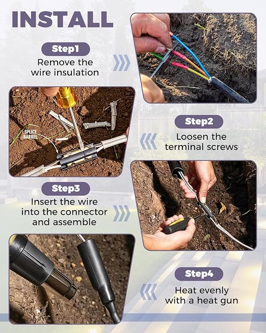 Waterproof Underground Wire Splice Kit Fit for 14/3 to 8/3 UF Cables, 600V Direct Burial