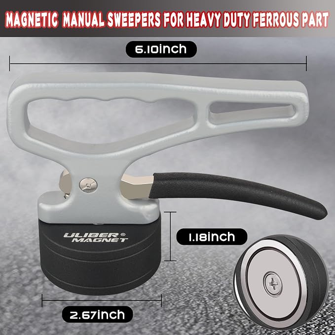 ULIBERMAGNET Heavy Duty Strong Magnetic Pickup Tool,2 Pack Magnetic Lifting with Quick Release,Portable Material Collector with Ergonomic Handle for Iron Plate,Tool Steel,Laser Cutting
