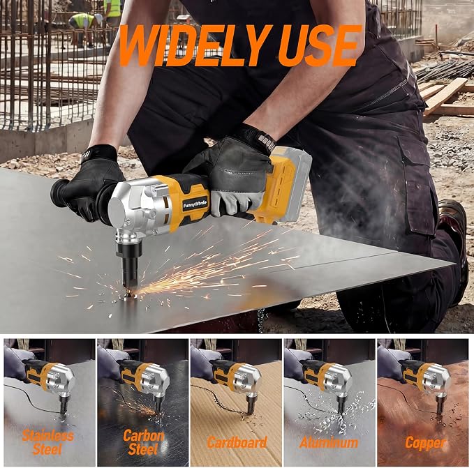 Cordless Metal Nibbler Compatible with Dewalt 20V MAX Battery(No Battery) | 18 Gauge Electric Metal Nibbler with Assist Handle & 2 Blades, 3000RPM Brushless Motor for Stainless Steel, Aluminum