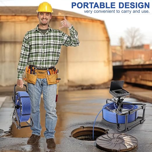 Sewer Camera w/DVR Function, 4.3" HD 1080P Screen Pipeline Inspection Camera, IP68 Waterproof Pipe Plumbing Snake Cam with 32GB Card, for Sewer Line, Home, Duct Drain Pipe Plumbing (30M/100FT)