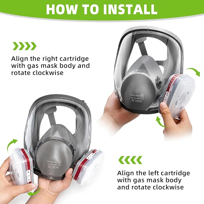 Full Face Protective Cover Mask Assembly and Replacement Lens Shield Parts System, Compatible with 6000 6800 Series