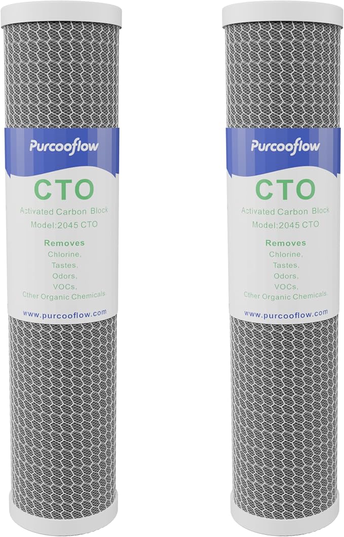 20x4.5 Inch CTO Carbon Block Water Filter, Whole House Coconut Shell Replacement Cartridge, Reduces Chlorine, Taste & Odor, 5 Micron, Fits Standard 20" Housings