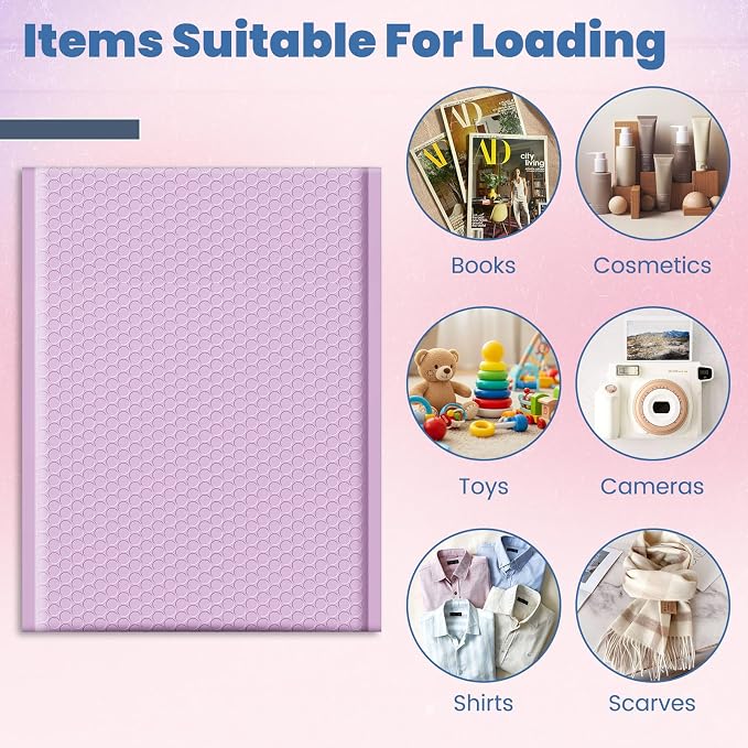 Fuxury Bubble Mailers 10x13 Inch Lavender 25 Pack, Opaque Padded Envelopes for Clothing, Books, Makeup & Accessories, Self Seal Shipping Bags for Small Business