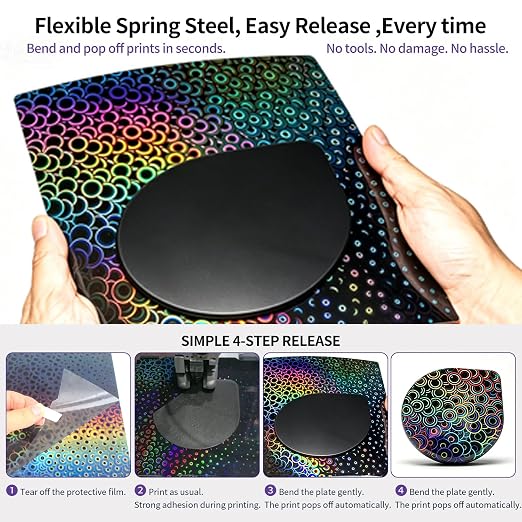Upgraded Spring Steel Build Plate 355x355mm for Sovol SV03 SV08 Smooth Double-Sides PEK PEC Sheet Flexible Printer Heated Bed for Voron 2.4 V2 350 3D Printer