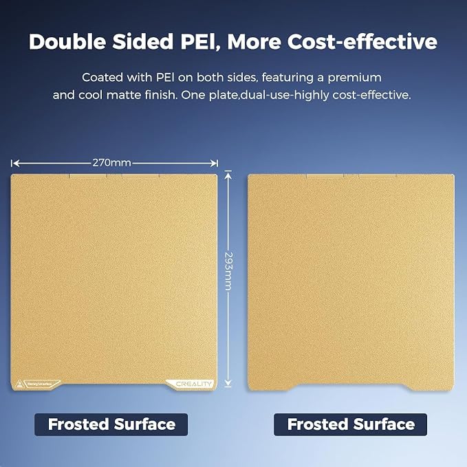 Creality K2 Build Plate, 270x293mm Textured PEI Sheet Magnetic Flexible Removable Spring Steel Printing Plate 3D Printer Bed Plate, K2 Combo PEI Gold Double Sided Frosted Build Plate for 3D Printer