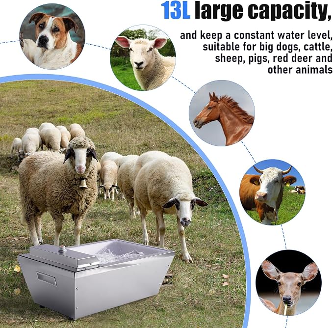 Automatic Dog Water Bowl Dispenser Auto Livestock Water Trough Outdoor Self Filling Waterer for Goat, Cattle, Horse, Pig, Sheep, Dog, Poultry