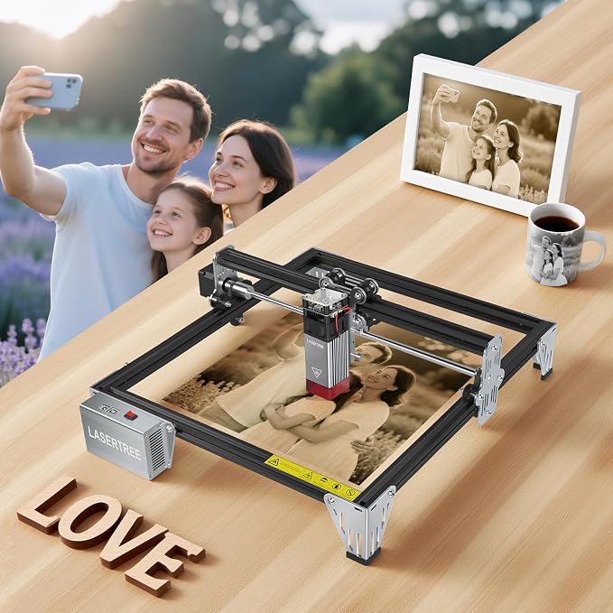LASER TREE 5W Laser Engraver, 5000mW High Precision Laser Engraving Machine, Eye Protection, 12×12” Work Area, Class 4 Laser for Wood, Acrylic, Leather DIY Craft