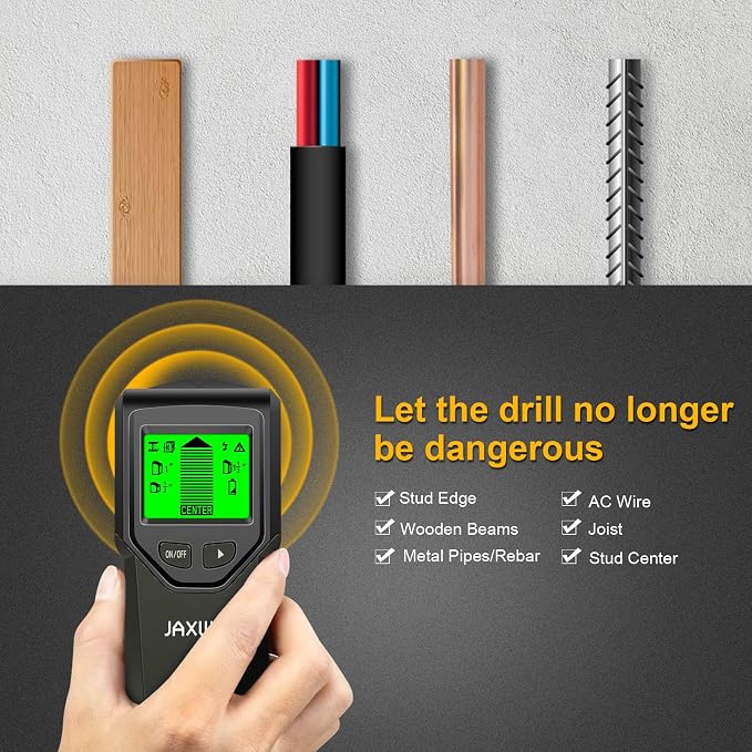 Stud Finder Wall Scanner - 5 in 1 Stud Finder Tool w/Smart Chip and HD LCD Display, Stud Detector Beam Finders for the Center and Edge of Wood AC Wire Metal Studs Joist Pipe (‎Bark)