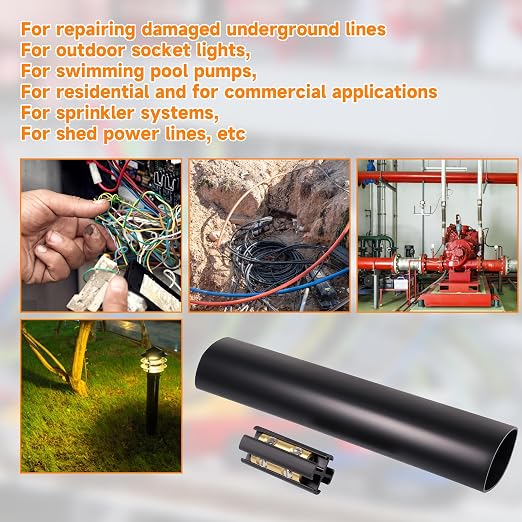 Underground Wire Splice Kit Connectors and Heat Shrink Tube Electrical Cable Direct Buried Uf Wire for 14/3 to 8/3 Range Handle Voltages Up to 600 Volts (2Set)