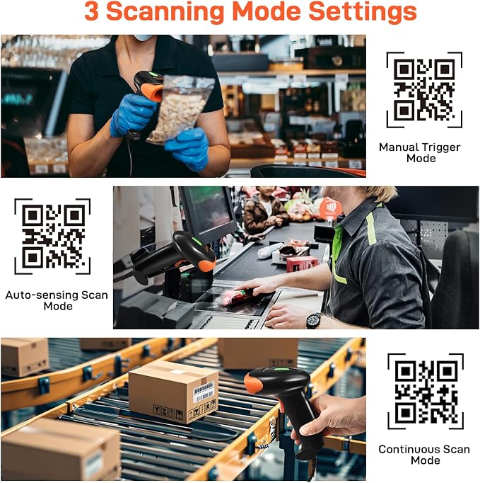 KUIIYER USB Barcode Scanner, 2D QR 1D Bar Code Scanners Wired Handheld Barcode Reader with Updated 800 X 600 Pixel CMOS & Built-in Light, Plug & Play for Computers, PC, Laptop, Desktop & POS