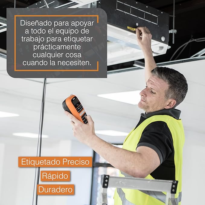 Brother PTE110 Entry Level Industrial Handheld Labeling Tool Kit - Up to 12mm Labels, Orange