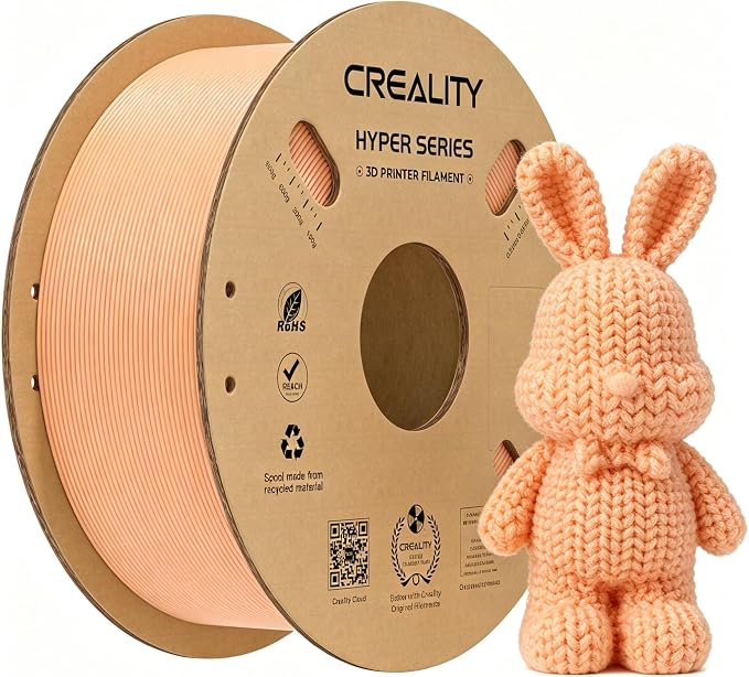 Creality Hyper PLA Filament 1.75mm 1KG(2.2lbs), High Speed PLA 30-600mm/s Rapid 3D Printer Filament, Dimensional Accuracy +/-0.02mm, Fit Most FDM 3D Printers, Peach Pink