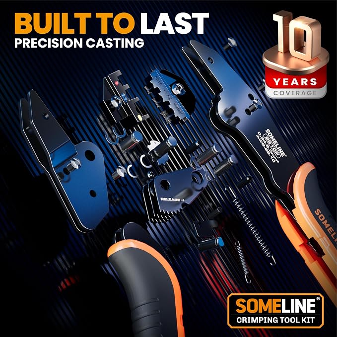 SOMELINE Wire Connectors Kit with Crimping Tool, 39 Types (UL Listed) Premium Electrical Terminals Assortment, 22-10 AWG Ratchet Crimper - Ring Fork Spade Butt Pin Blade Quick Disconnects (273 Pcs)