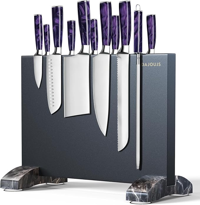 Magnetic Knife Holder, Magnetic Knife Block without Knives, Strong Double Sided Magnet Knife Storage Strip for Kitchen Counter-Black