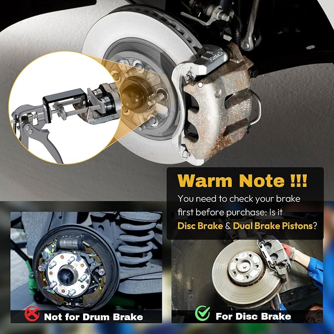 Dual Piston Brake Caliper Compressor, 25750 Brake Pad Spreader Compatible with Most Cars and Light Trucks, Disc Brake Pad Separator Tool