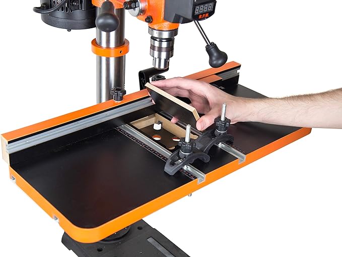 WEN 4208T 2.3-Amp 8-Inch 5-Speed Benchtop Drill Press & DPA2513 24-by-12-Inch Drill Press Table with an Adjustable Fence and Stop Block