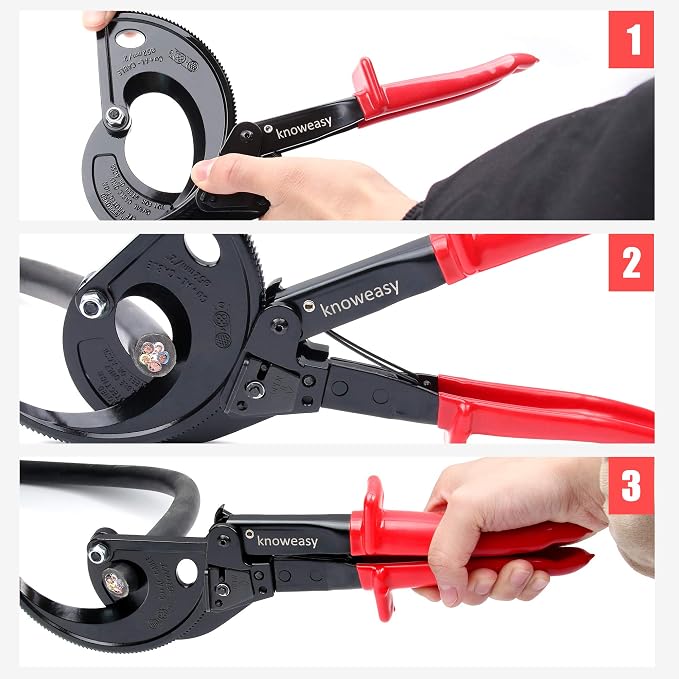 Knoweasy Cable Cutter and Ratchet Wire Cutter Works for Aluminum and Multi-core Cables up to 400mm²