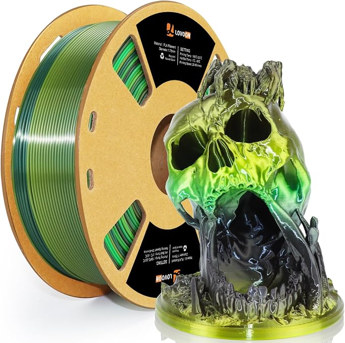 LOVOON pla Filament 1.75mm 3D Printer Filament 1kg, Black Green Gradient Filament Color Changing PLA,3D Printing Filament for 3D Printer 3D Pen, Halloween,1KG(2.2lbs) /Spool