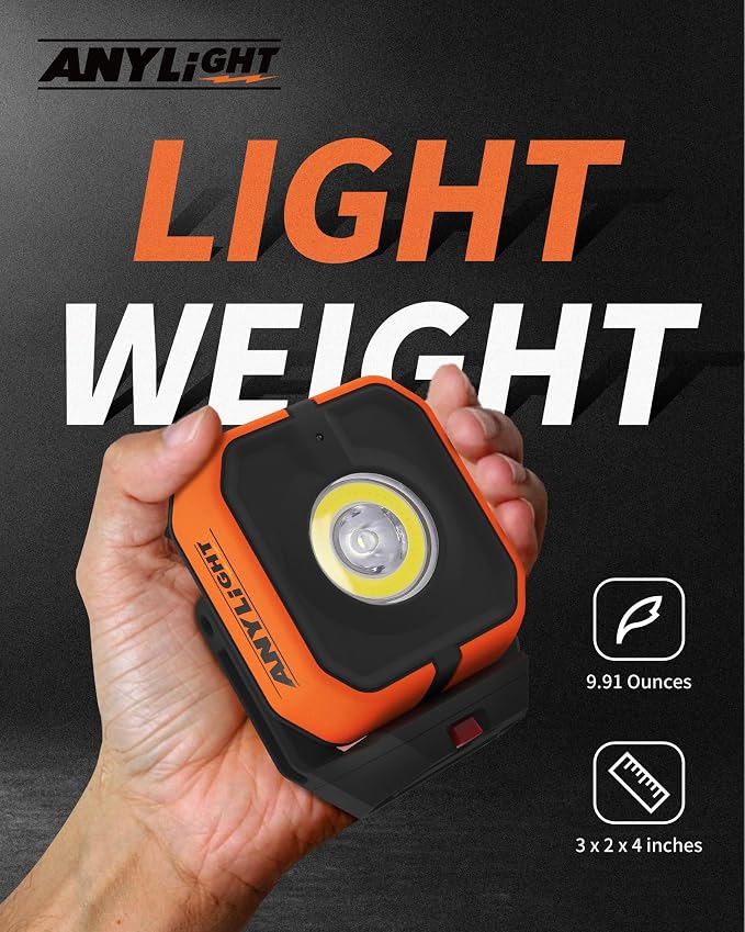 Work Light Kit, Magnetic Rechargeable Light with 4 Modes & 150°Rotatable, 1200LM Waterproof Portable Light with 360° Rotating Hook for Emergency Car Repair, Grill (3 Pack with Hook)