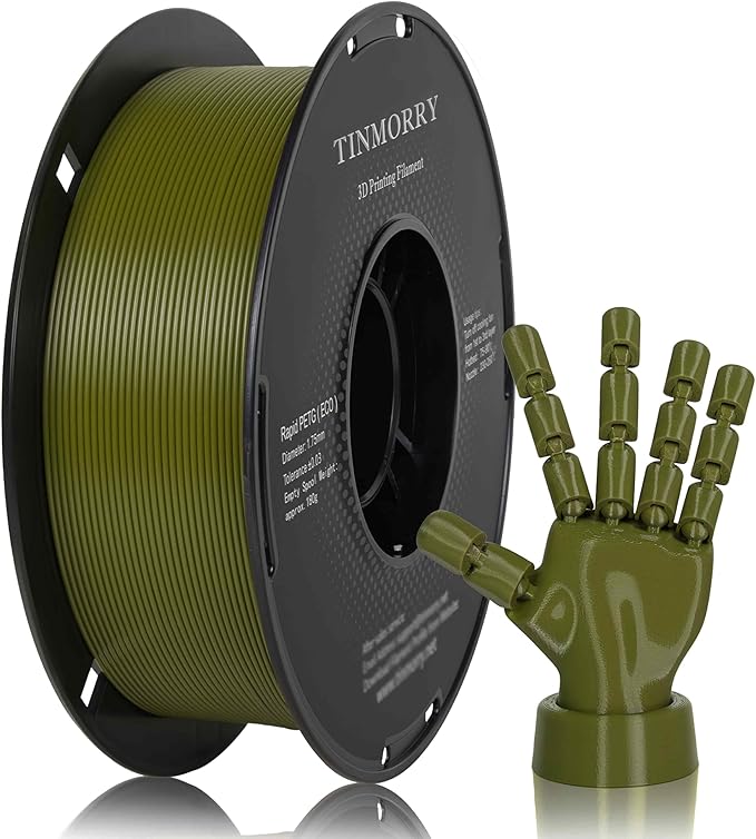 TINMORRY PETG Filament 1.75, Rapid PETG-Eco 3D Printer Filament, Compatible with Most FDM 3D Printers, 1 KG 1 Spool, Olive Green
