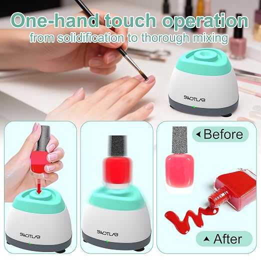 Mini Vortex Mixer 3500RPM, Touch Nail Polish Shaker Lash Glue Shaker, Lab Paint Shaker for Tattoo Ink Acrylic Paint Test Tubes, DC Brushless Motor, 3s Mix, Silicone Cap (Cyan)