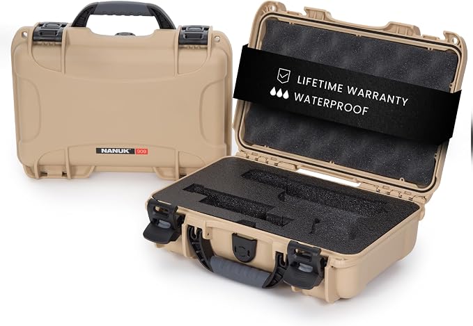 NANUK Hard Case with Custom Foam Insert for Glock, IP67 Waterproof & Crushproof, Rugged Construction for Ultimate Protection, Made in Canada