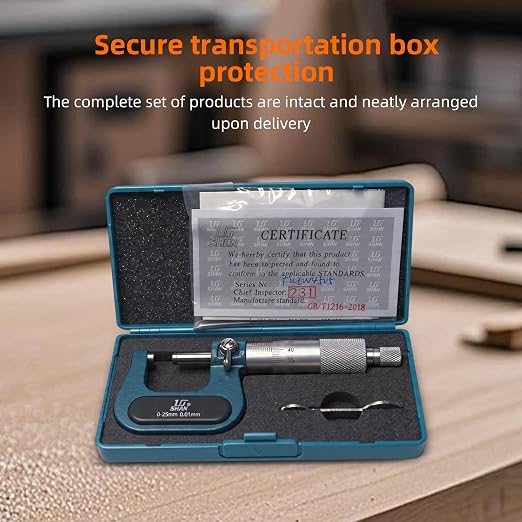 Digital Micrometer Industrial Tools 0-1''Precision Dual Ball Anvil Micrometer Pipe Tube Round Carbide，Accuracy: ± 0.00015， by 0.0003'' Graduation Digit Outside Micrometer in Fitted Box