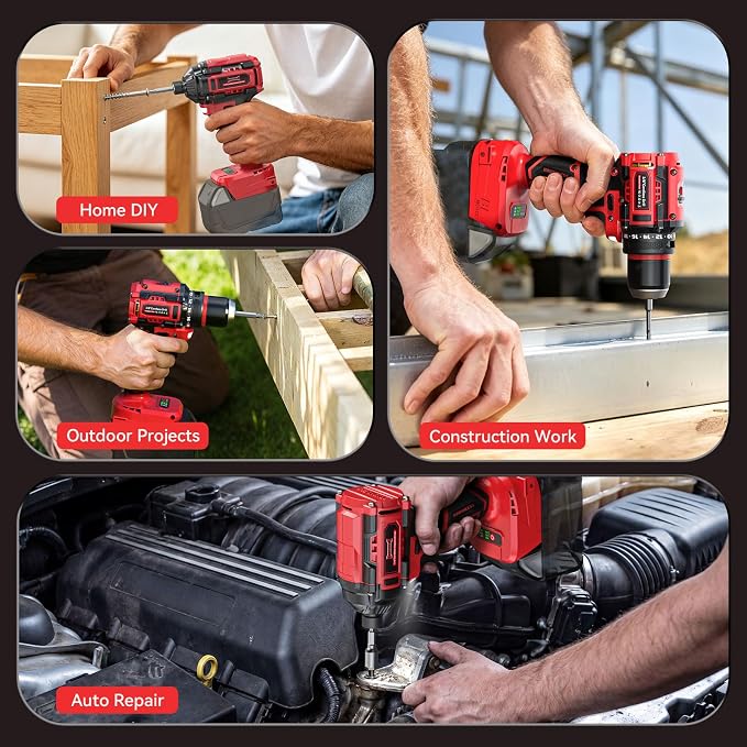 Cordless Brushless Drill Driver and Impact Driver Combo Kit Compatible with Milwaukee 18V Battery(Tool Only), DIYtoolifz Brushless Power Tool Combo Set, High Torque, Compact Lightweight, 9 Bits