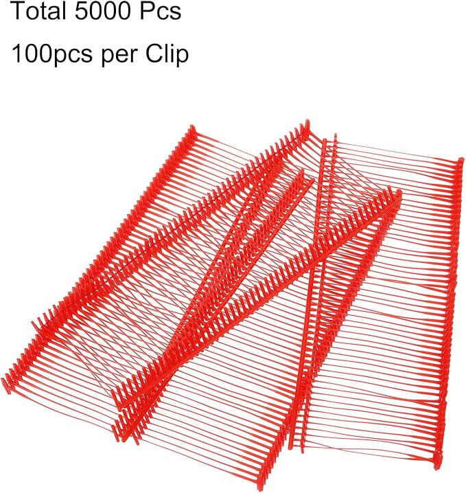 uxcell 5000pcs Standard Tagging Gun Fasteners 35mm Tagging Barbs Pins PP Plastic Tag for Price Tagging Gun, Clothing Tags Gun Attachments for Clothes Bag Fabric, Red