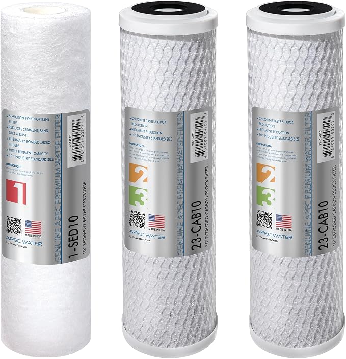APEC Water Systems ULTIMATE Series US Made Stage 1, 2 & 3 Replacement Filter For Undersink System(FILTER-SET)