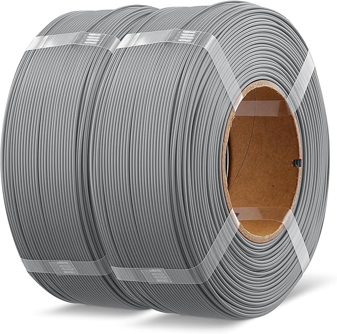 OVERTURE 2KG Bundle High Speed Refill PLA+ 3D Printer Filament 1.75mm, Upgraded Rapid PLA 2.0 with Enhanced Toughness & Stability, 2 Pack 1kg (2.2lb) Refilament for Bambu Lab (Light Gray*2)
