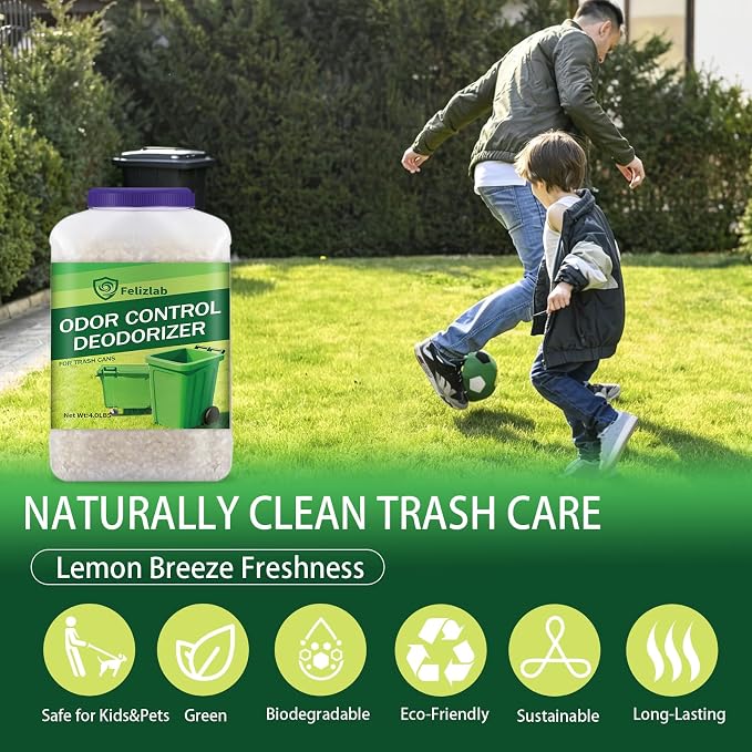 Outdoor Trash Can Deodorizer 4 lbs, Strong Garbage Can Deodorizer for Bins, Heavy Duty Odor Eliminator & Moisture Absorber for Garbage Cans, Trash Bins, Outdoor Waste Containers & Recycling Bins