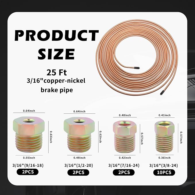 2026 New Double & Single Brake Line Flaring Tool Kit,Professional 3/16 Brake Line Kit with Tube Cutter and 5 Adapters(3/16",1/4",5/16",3/8",1/2"),Durable Brakes Lines Repair Kits