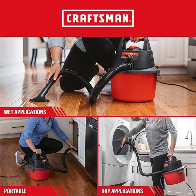 CRAFTSMAN CMXEVBE17250 2.5 Gallon 2.5 Peak HP Wet Dry Shop Vacuum Bundle