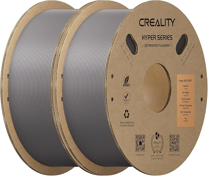 Creality Hyper ABS Filament 1.75mm 2KG, High-Temperature Resistant, High Impact Strength, Stable Printing Performance, +/- 0.05mm Accuracy(Grey)