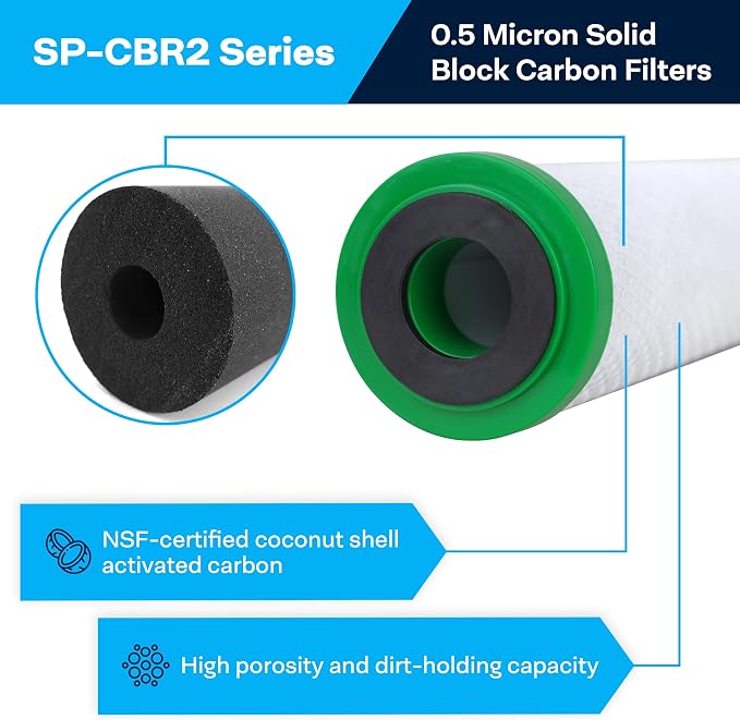 SpiroPure 20x2.5 0.5 Micron Carbon Block Water Filter CBC-20 SMCB-2520 (6)