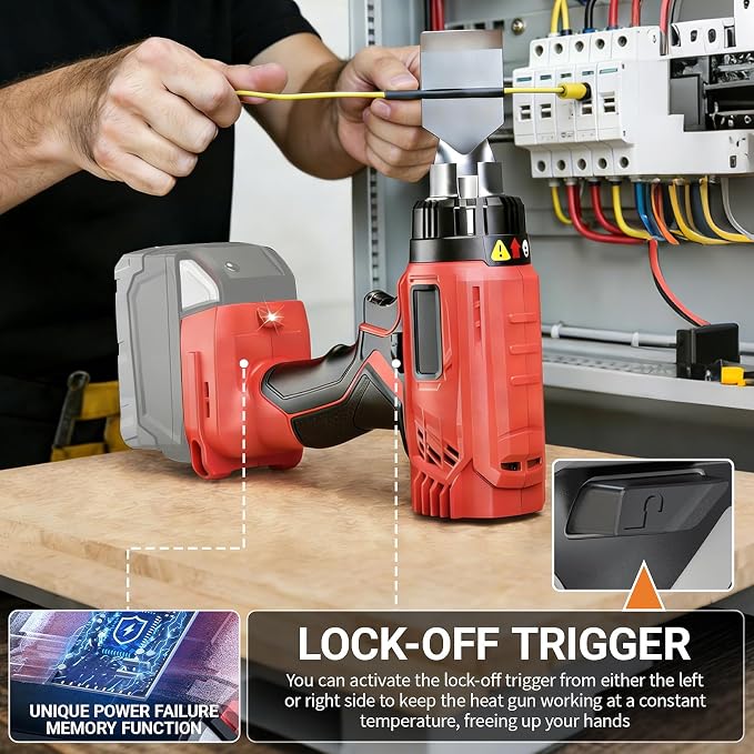 Cordless Heat Gun Compatible with Milwaukee 18V Battery, Portable Hot Air Gun Fast Heating Dual Temp with 4 Nozzles, 380W 1022°F (550°C) Soldering Heat Gun for Shrink Tubing, Resin(No Battery)