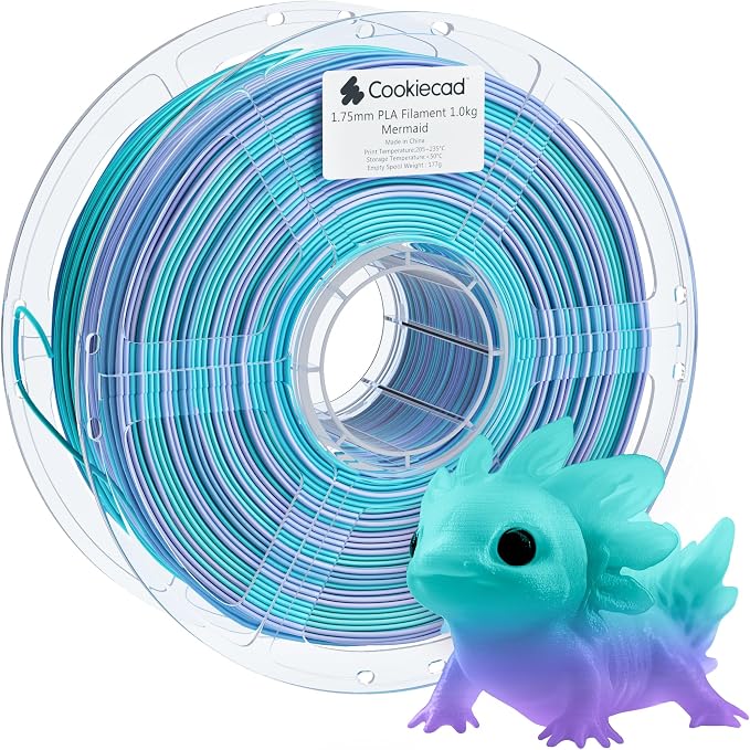 Cookiecad PLA Filament 1.75mm 1kg Rainbow Multicolor 3D Printer Filament - Mermaid PLA