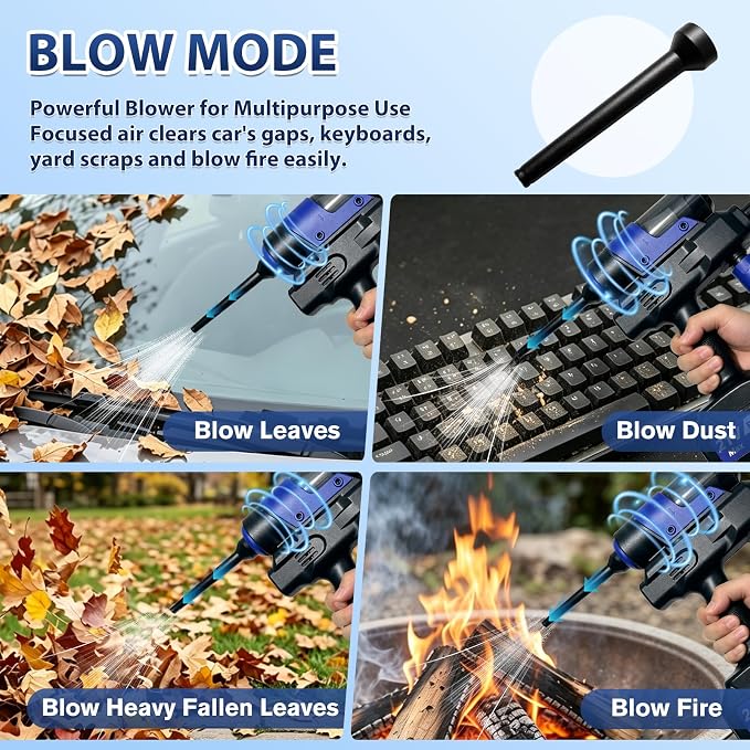 Cordless Pressure Washer, Portable Pressure Washer with 2 Batteries, 3-in-1 Handheld Power Washer for Wash, Blow & Vacuum, 5-in-1 Nozzle, Battery Powered Pressure Washer for Car, Patio & Home Cleaning