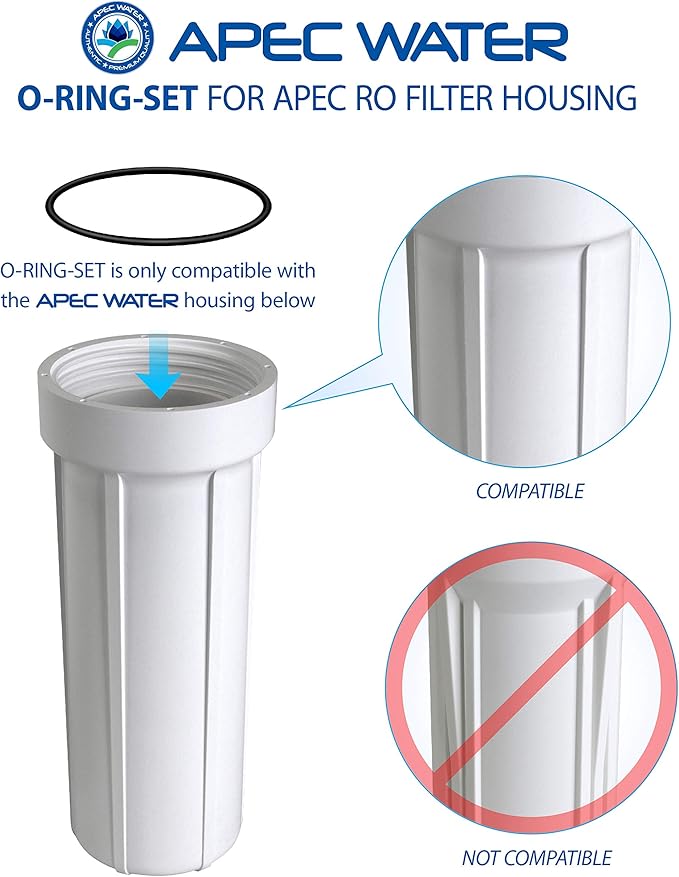 Filter-SETX2 US Made Double Capacity Replacement Stage 1-3, 6 Count (Pack of 2), White & Set 3 Pcs 3.5" O.D. Replacement O-Ring for Reverse Osmosis Water Filter Housings, Black