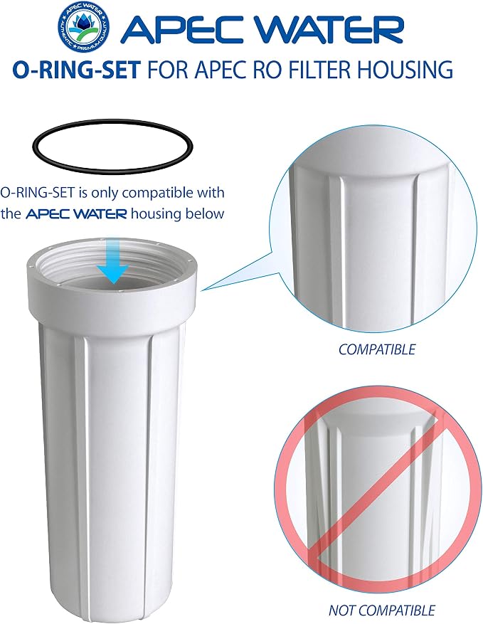 FI-CS-2500P Replacement Filter for CS-2500P Water Filtration System & SET 3 Pcs 3.5" O.D. Replacement O-Ring For Reverse Osmosis Water Filter Housings, Black, O-RING-SET
