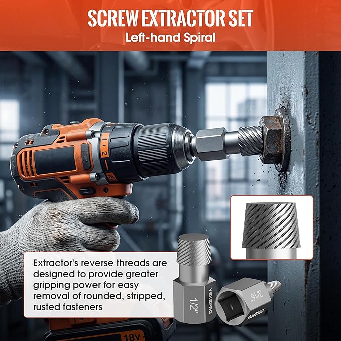 36-Piece Upgraded Screw & Bolt Extractor Kit, 2-in-1 Nut Remover Tool Set, Stripped Screw Extractor for Damaged, Seized, Rusted Studs and Round Head Bolts, Includes Storage Case