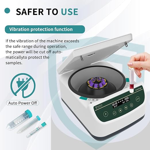 Centrifuge Machine PRP PRF 2ml-5ml/10ml/15mlx8 Speed 500-4000rpm 1967xg RCF Lab Benchtop Centrifuges Store 9 Programs Timer 30sec-99min