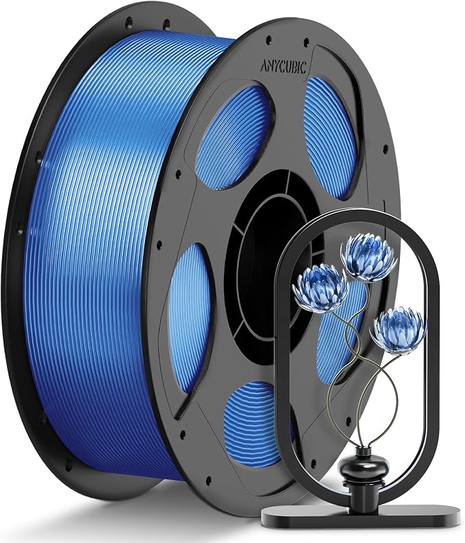 ANYCUBIC PETG Filament 1.75mm, 3D Printer Filament, Translucent and Vibrant, Dimensional Accuracy +/- 0.02mm, Print with Most FDM 3D Printers, 1KG Reusable Spool, Semi-Clear Blue