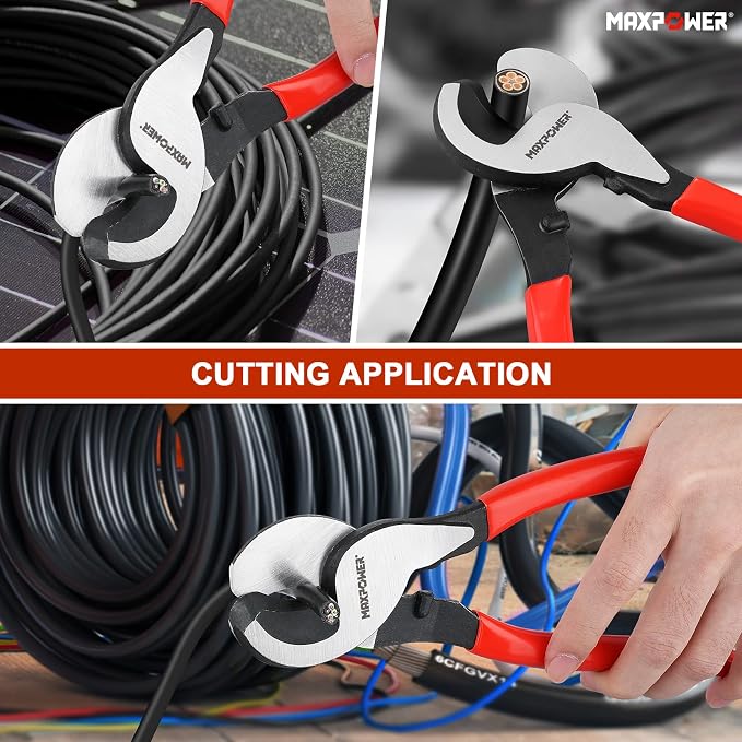 MAXPOWER Cable Cutters Set, 10-inch and 14 in-ch Heavy Duty Cable Cutters for Cutting Copper and Aluminum Cable-2 Pack