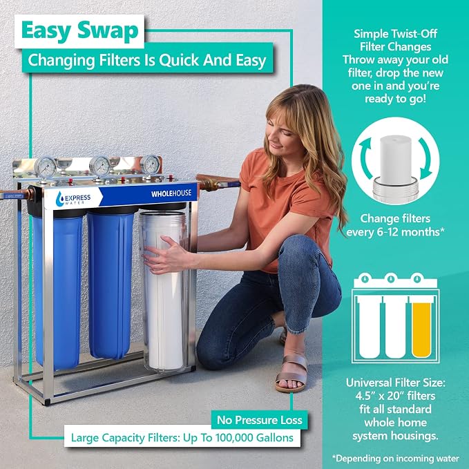 Express Water – 10 Pack Sediment Replacement Filter – Whole House Replacement Water Filter – SED High Capacity Water Filter – 5 Micron Water Filter – 4.5” x 20” inch