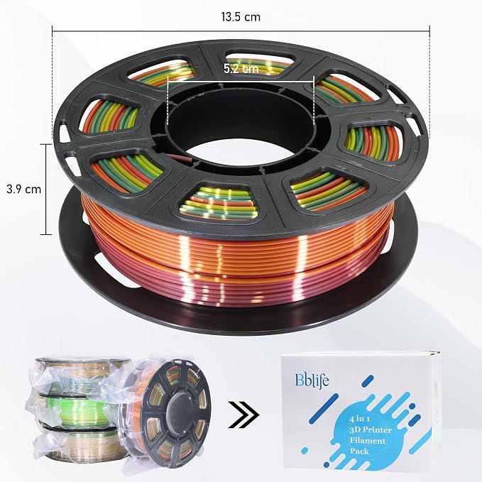 1.75mm Silk Rainbow PLA 4 Types Bundle, Fast Color Change, 1kg | 4 Different Types Silk Rainbow PLA, 250g/Spool, Total 1Kg 3D Print Filament